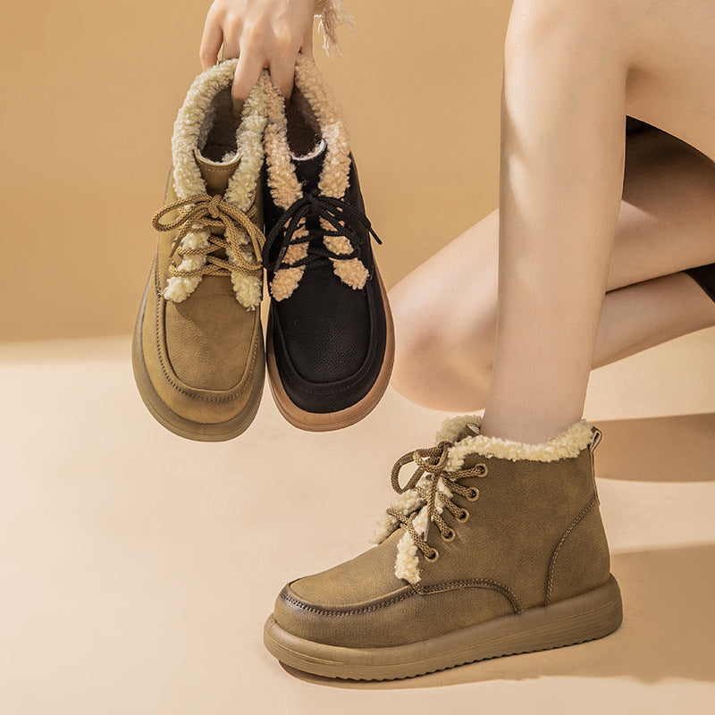 Sarah Express Plush Lace-Up Winter Ankle Boots