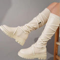 Sarah Express Lace-Up Platform Martin Boots White