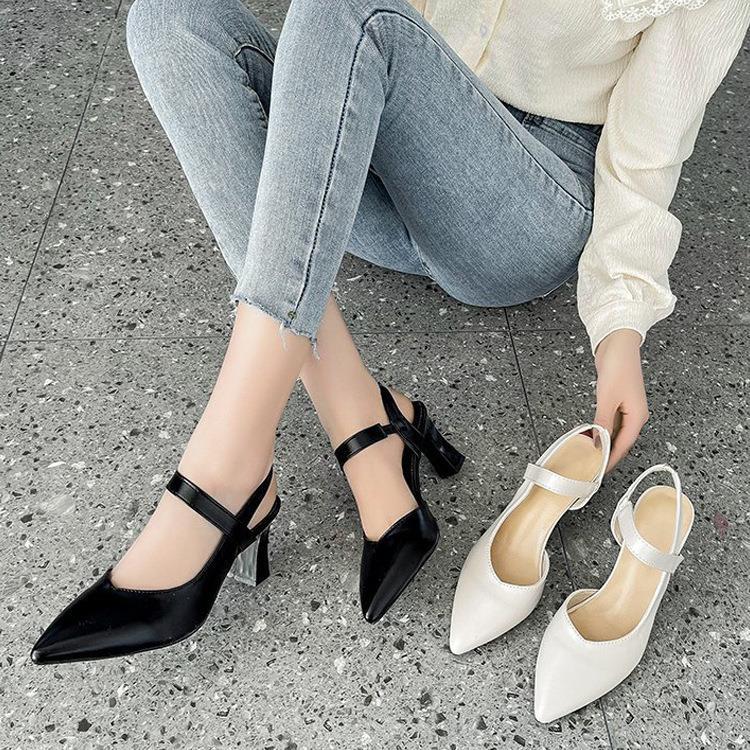 Sarah Express Closed-Toe Chunky Heel Ankle Strap Sandals