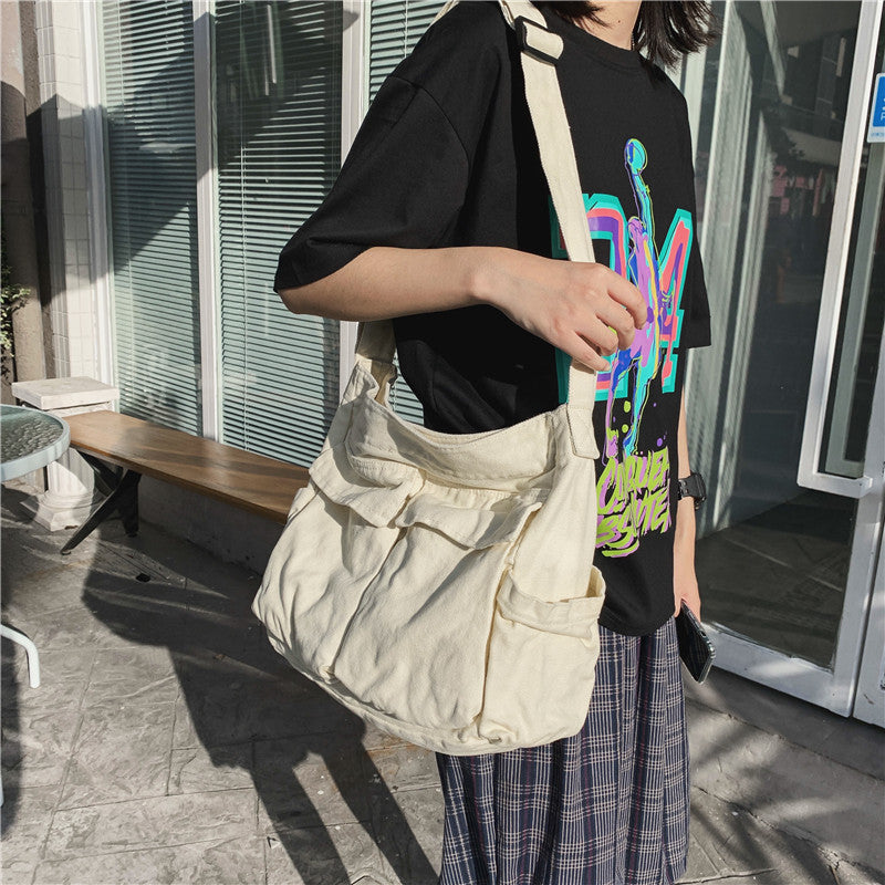 Sarah Express Canvas Messenger Bag Multi Pocket Shoulder