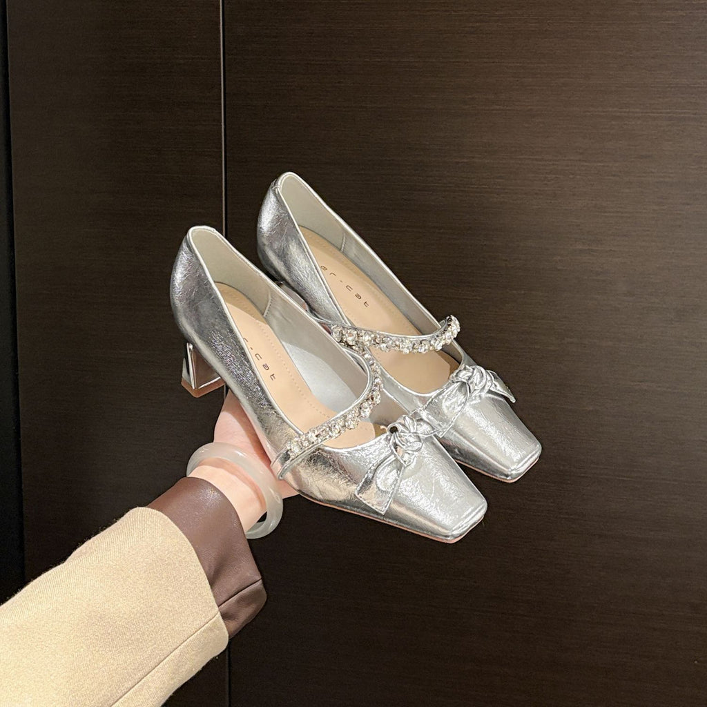 Sarah Express Rhinestone Embellished Square Toe Mary Janes