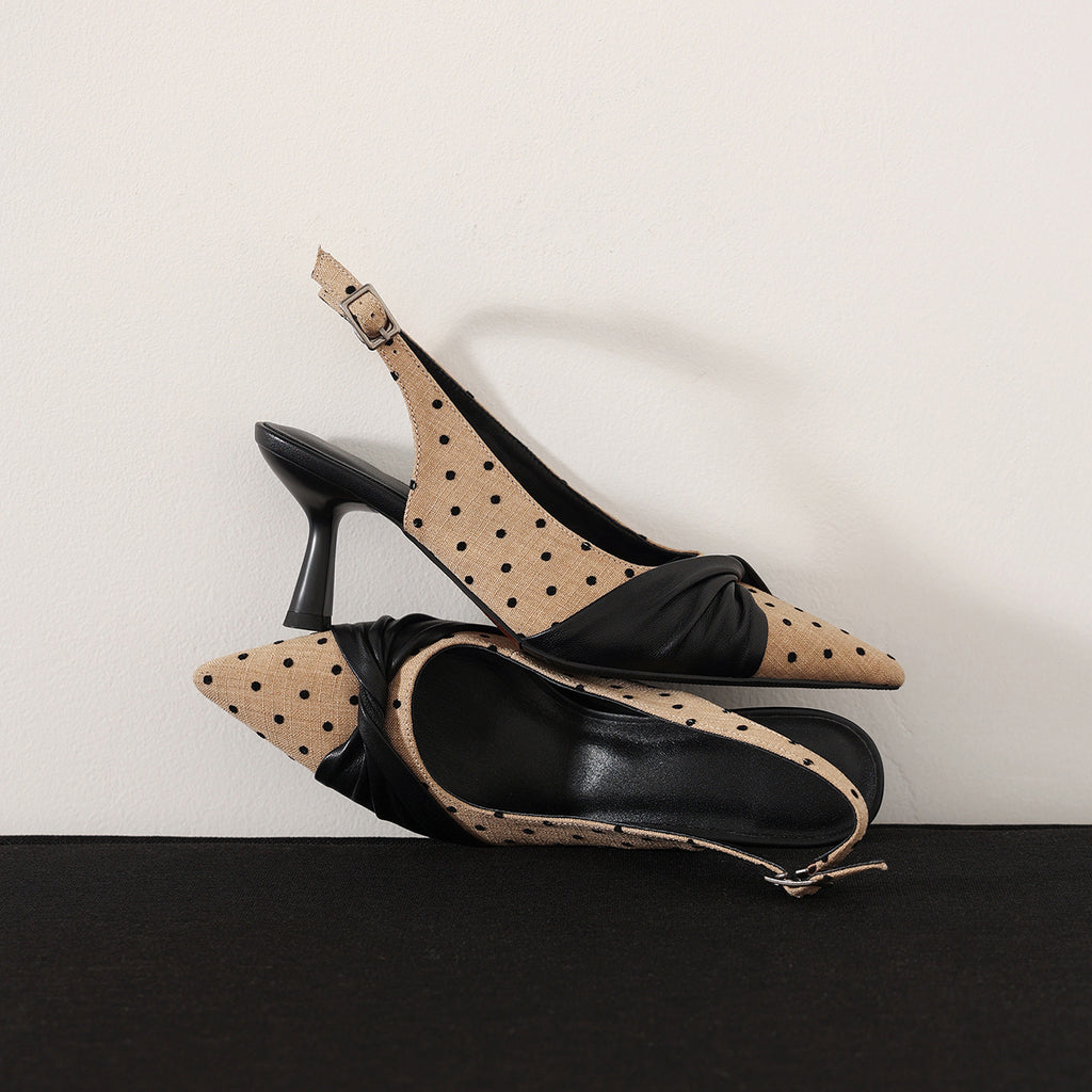 Sarah Express Polka Dot Lambskin Slingback Pumps