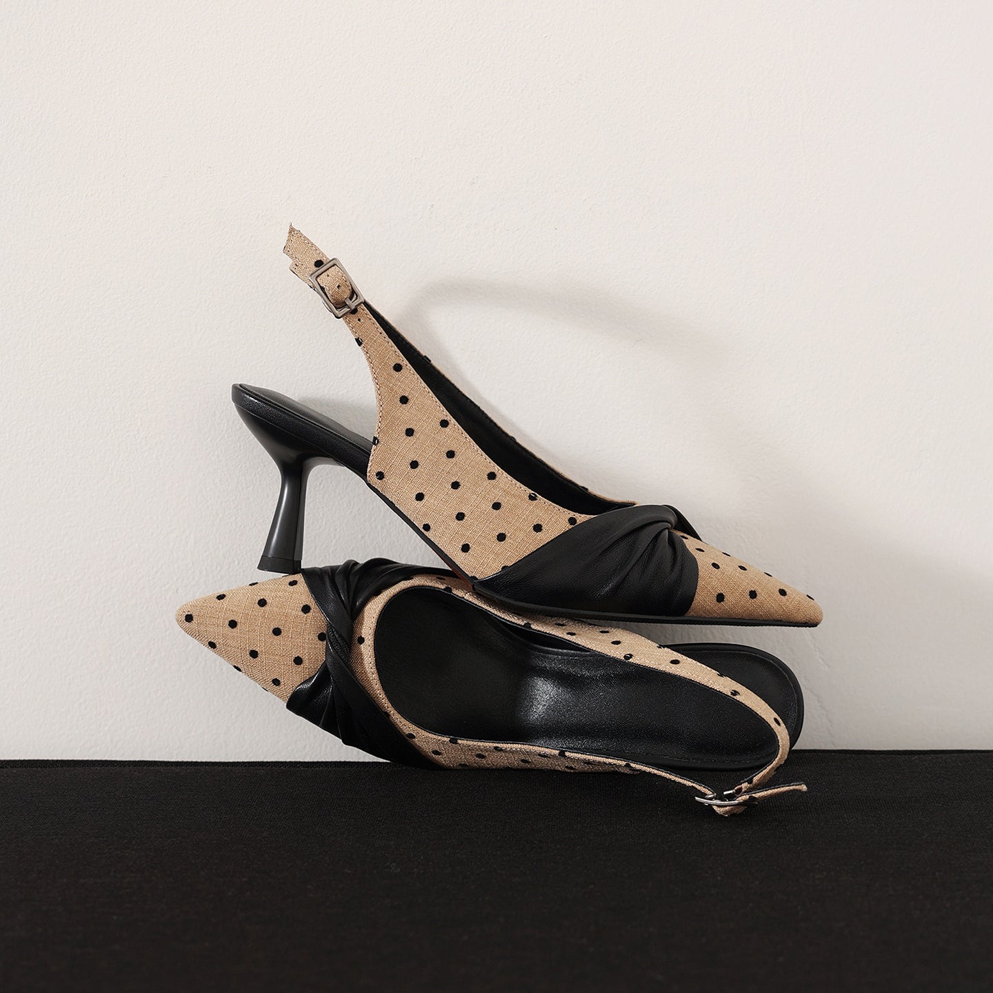 Sarah Express Polka Dot Lambskin Slingback Pumps