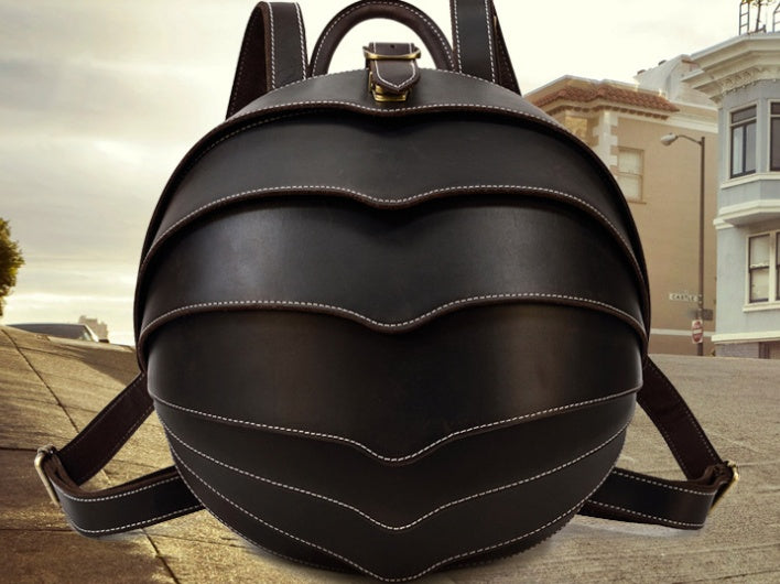 Sarah Express Vintage Leather Beetle Shell Backpack
