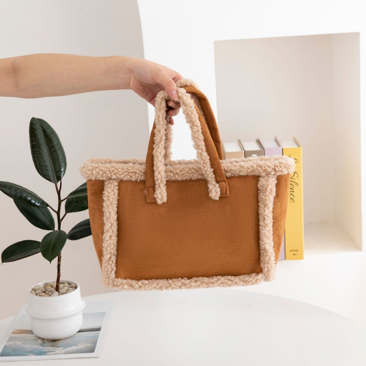 Sarah Express Plush Crossbody Tote Bag