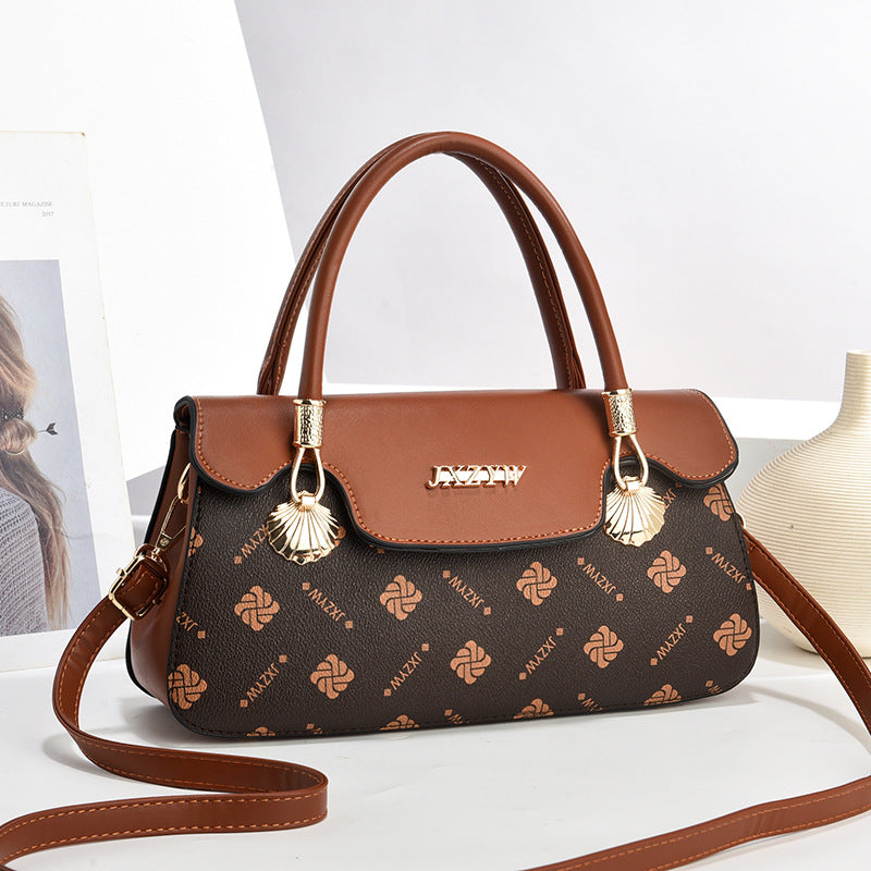 Sarah Express Vintage Letter Printed Structured Casual Handbag