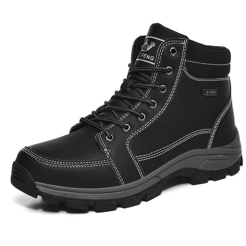 Sarah Express Men's Outdoor Winter Ankle Snow Boots Black (velveted)