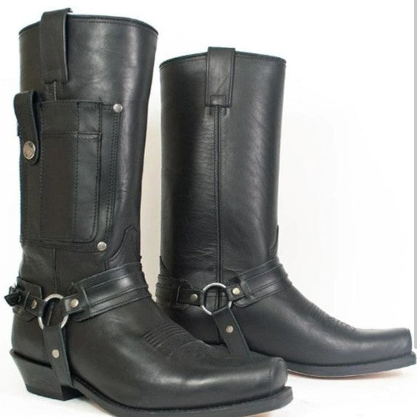 Sarah Express Embroidered Knight High-Heel Pointed Toe Boots