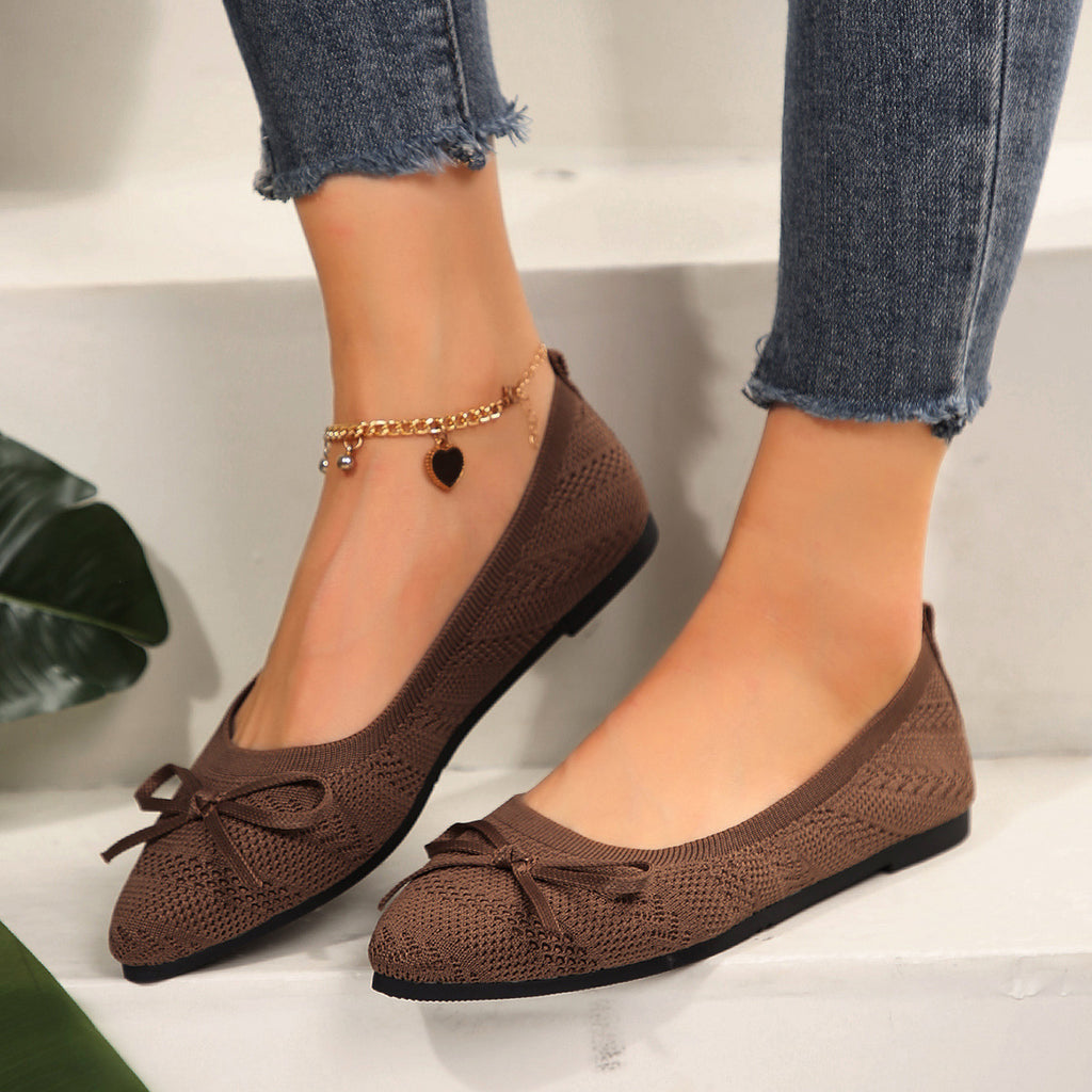 Bow Knitted Loafers Ins Fashion Pointed-toed Flats Shoes For Women – product detail alternate view 25