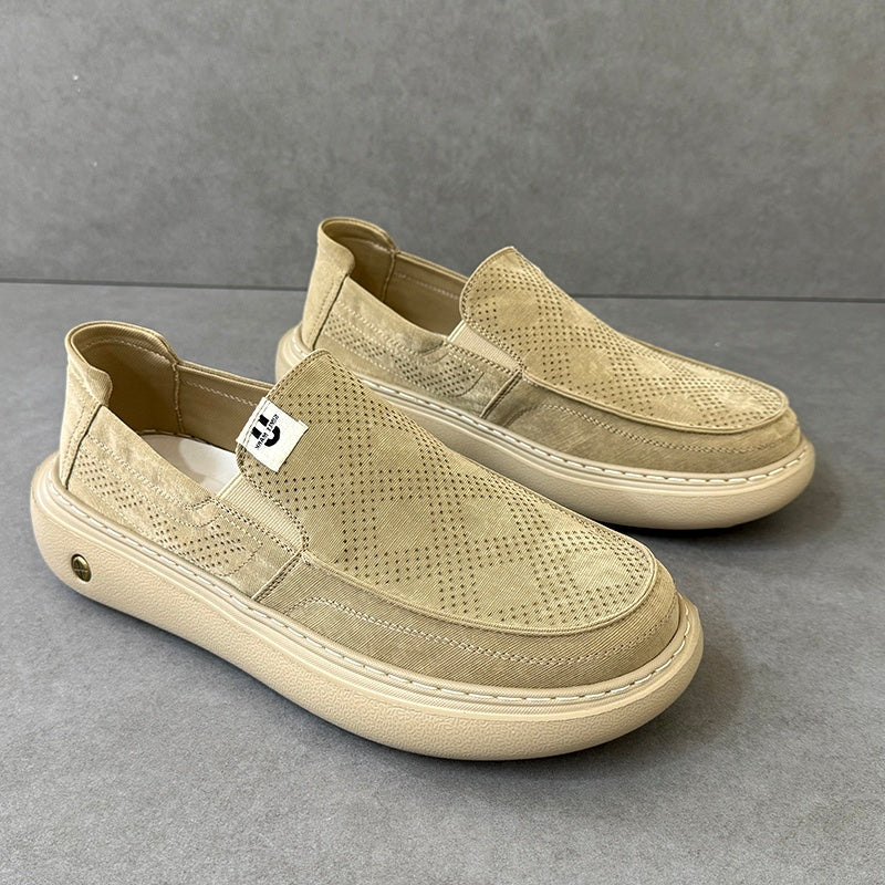 New Summer Men's Canvas Shoes, Thick Sole Light Skate Shoes, Wide Toe Casual Sneakers – product detail