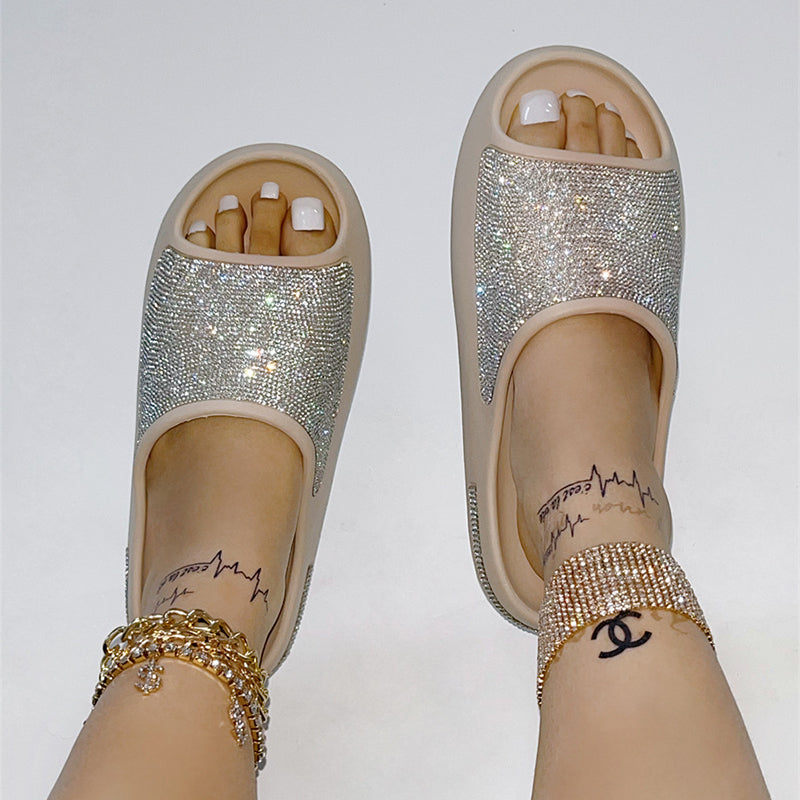 Sarah Express Rhinestone Embellished EVA Platform Slides