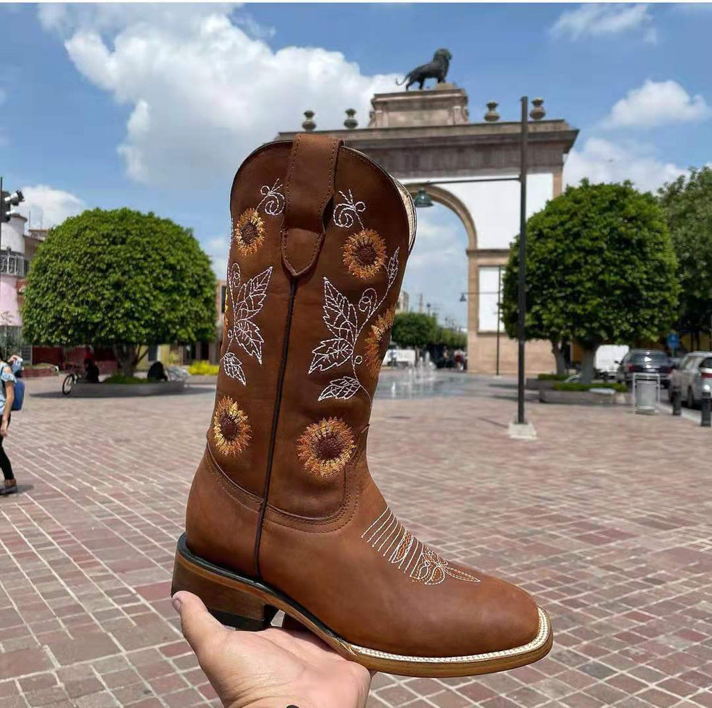 Sarah Express Embroidered Sunflower Western Martin Boots