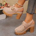 Sarah Express Cutout Platform Ankle Strap Sandals Apricot