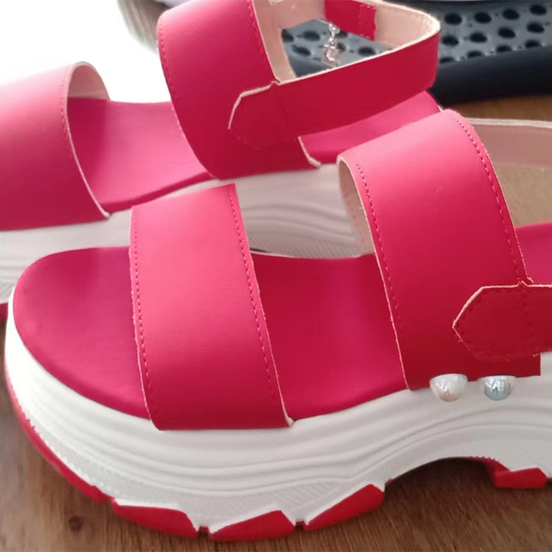 Sarah Express Double Strap Platform Sports Sandals Red