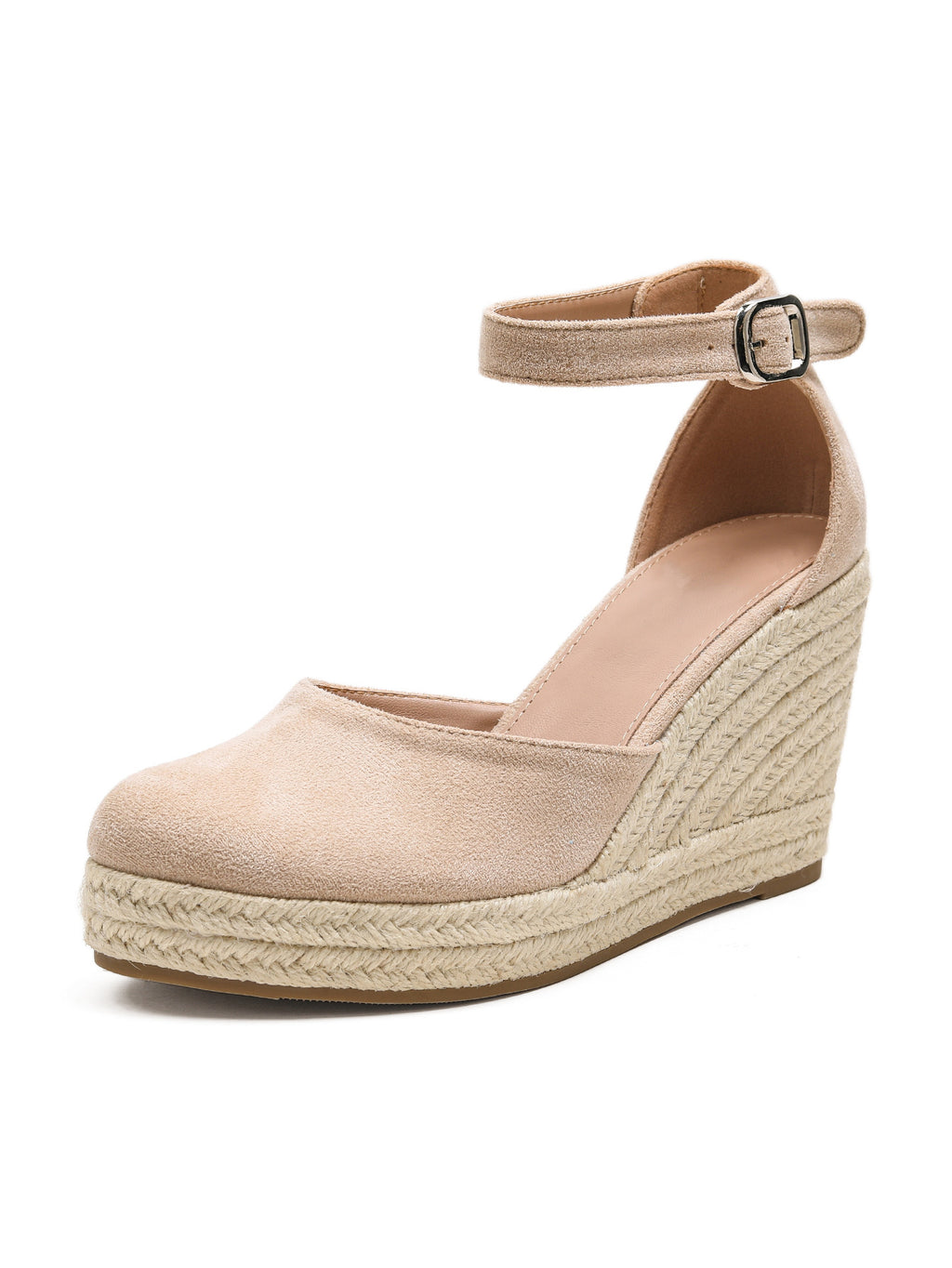 Sarah Express Women's Straw-Woven Jute-Strand Wedge Sandals Apricot