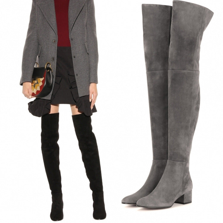 Sarah Express Suede Over The Knee Flat Boots