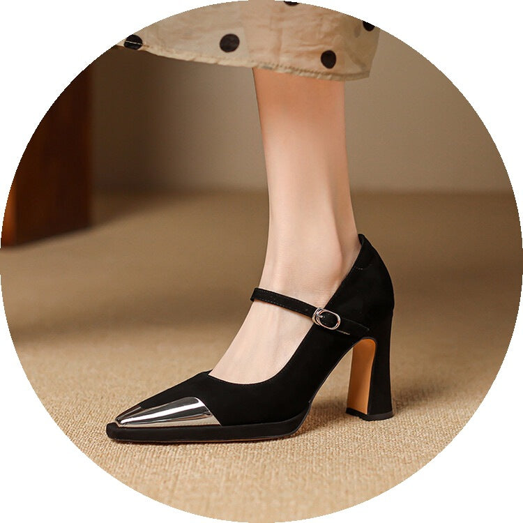Sarah Express Retro Square Toe Mary Jane Heels