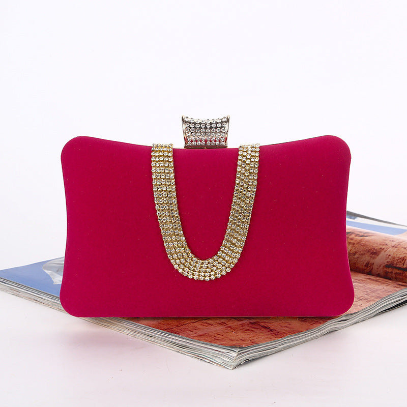 Sarah Express Velvet Diamond Embellished Evening Clutch Bag Rose Red 20cm6cm12cm