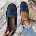 Sarah Express Round Toe Slip-On Comfort Flats Navy Blue