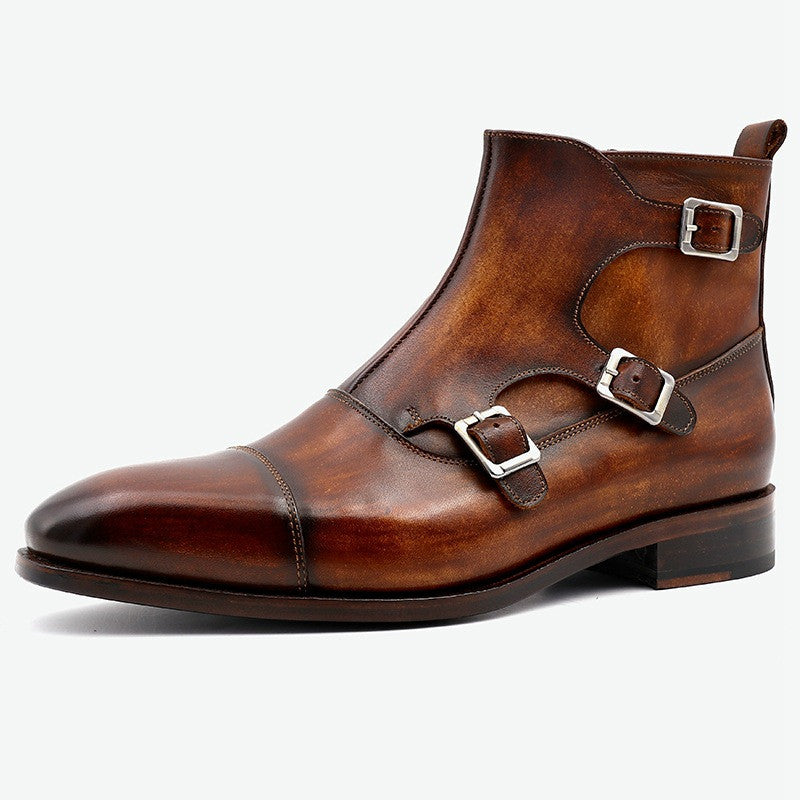 Sarah Express Handmade Leather Buckle Casual Boots