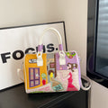 Sarah Express Embroidered Patchwork Boston Handbag Beige Free Size