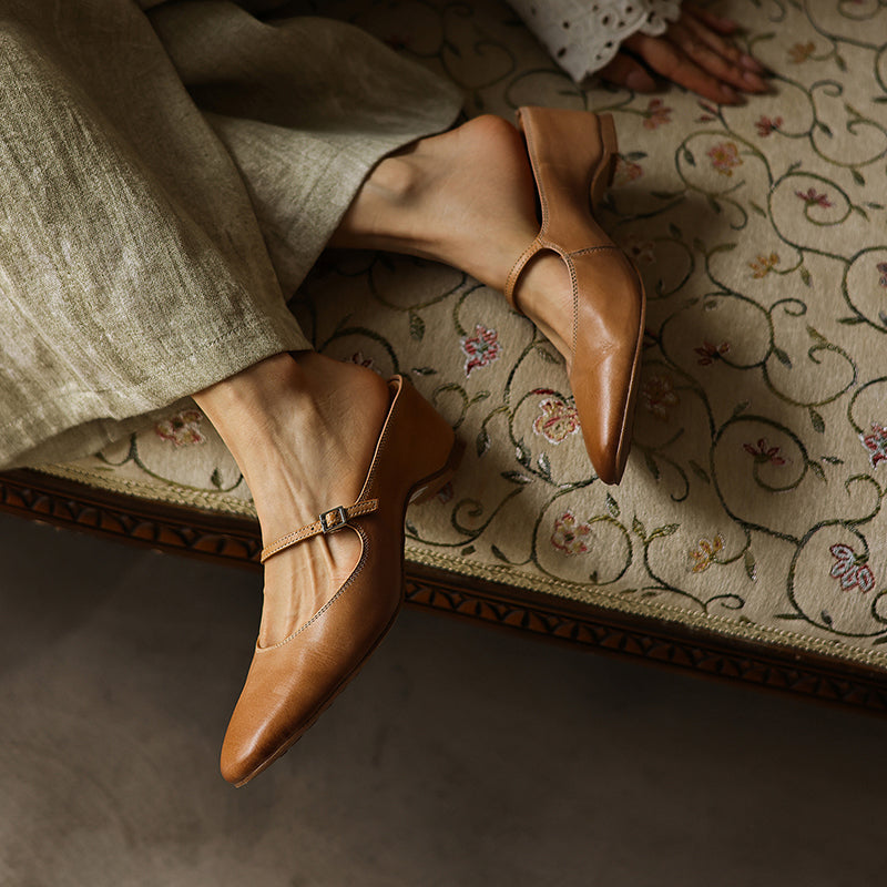 Sarah Express Full Grain Leather Mary Jane Mules