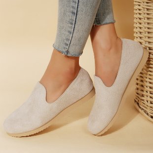Sarah Express Women's Suede Slip-On Round Toe Flats