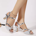Sarah Express Sequin Peep-Toe Platform High Heel Sandals Silver