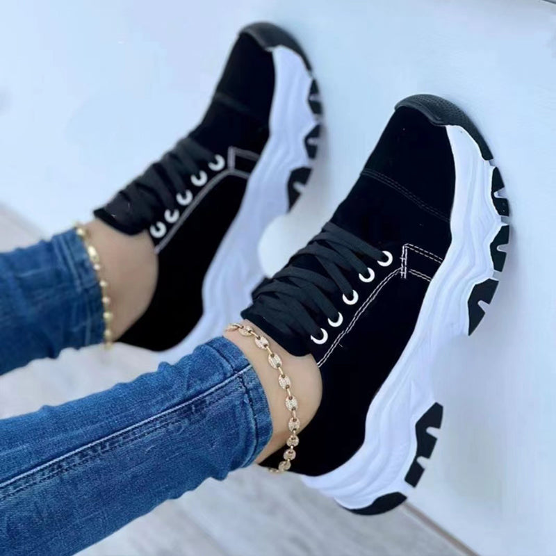 Sarah Express Women's Lace-Up Platform Walking Sneakers