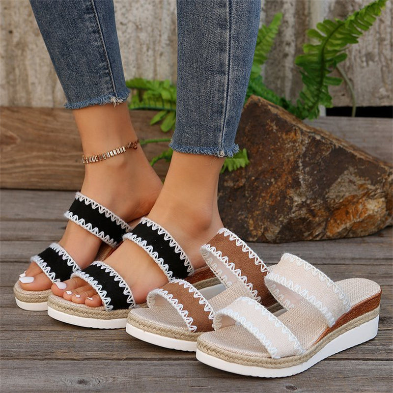 Sarah Express Woven Suede Platform Wedge Sandals