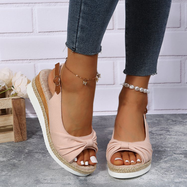 Sarah Express Bow Detail Platform Peep Toe Sandals