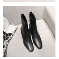 Sarah Express Minimalist Square Toe Chunky Heel Boots Black Fleece Lined