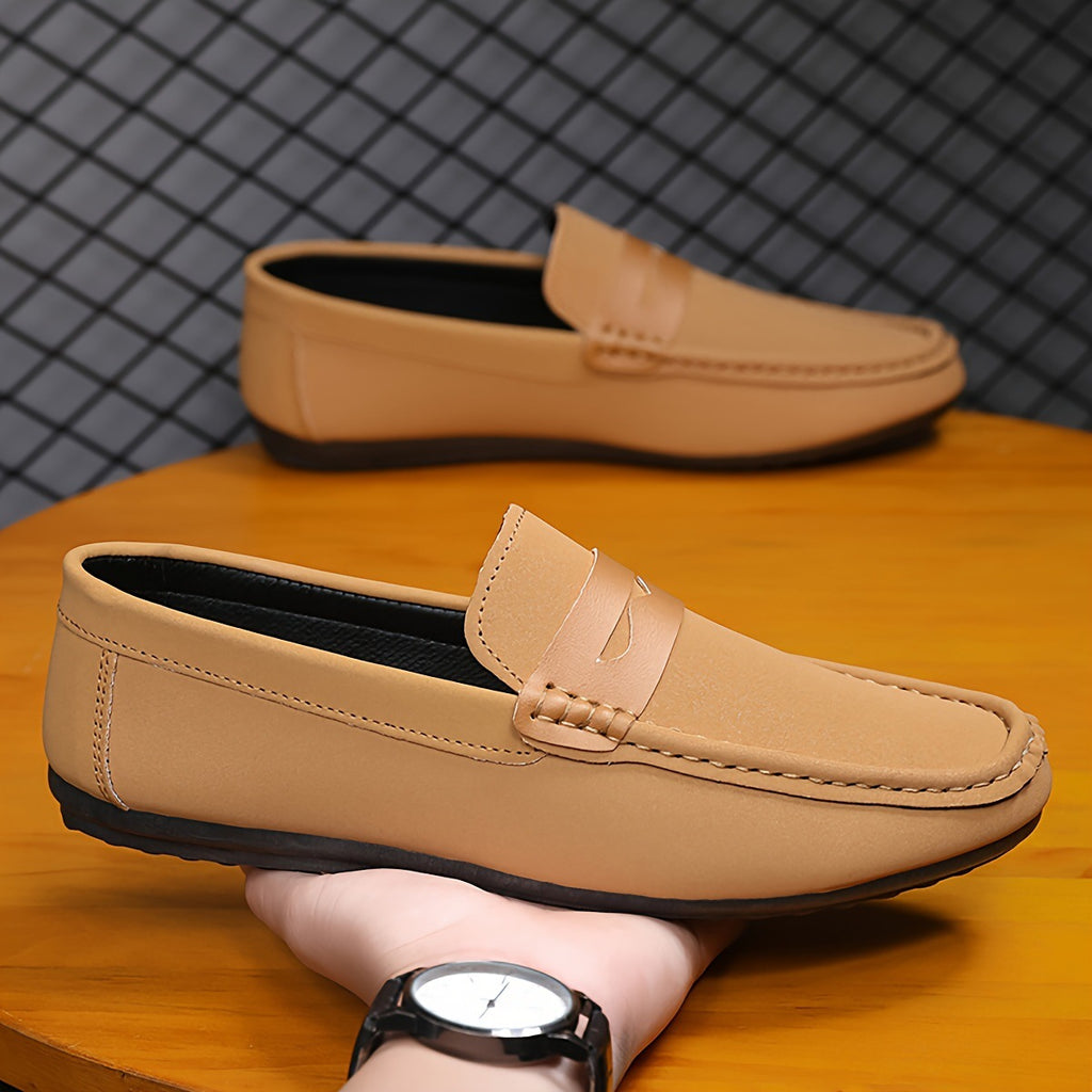 Sarah Express Men's Solid Color Canvas Penny Loafers