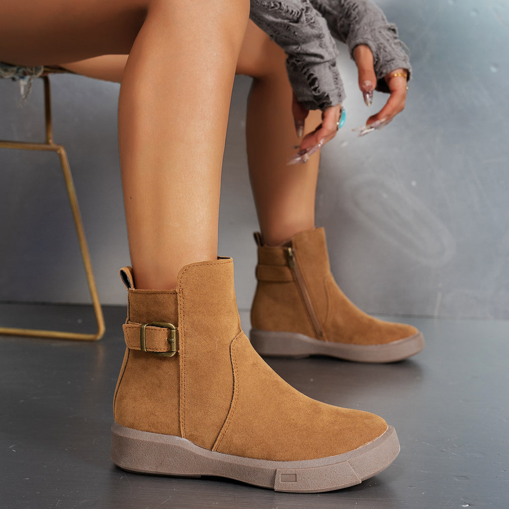 Sarah Express Women's Round Toe Suede Ankle Boots
