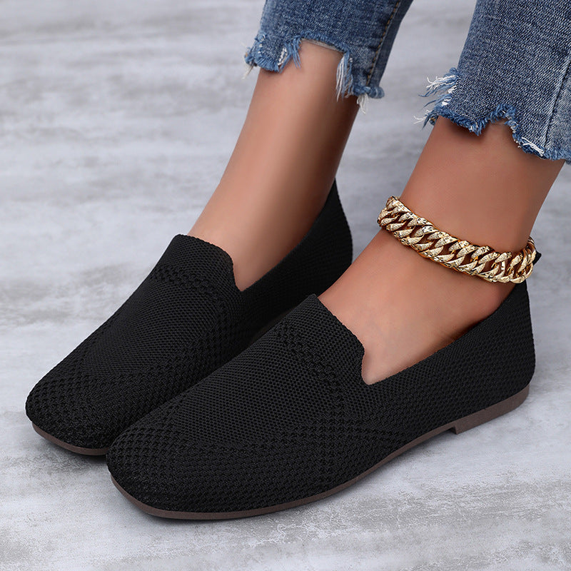Sarah Express Women's Flyknit Casual Slip-On Flat Sneakers
