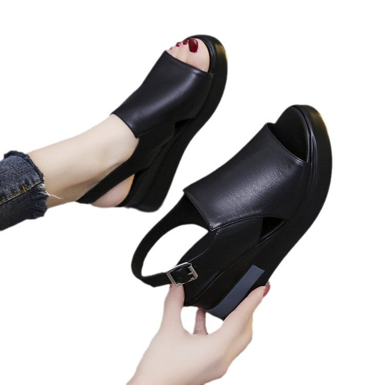 Sarah Express Platform Wedge Fishmouth Sandals