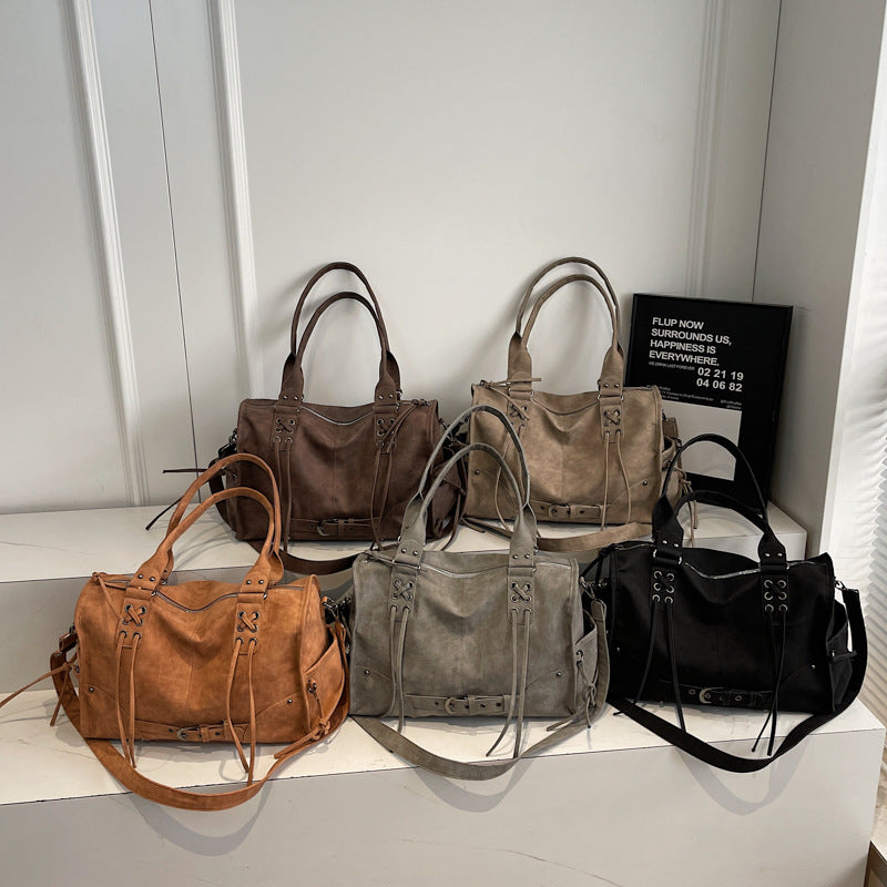 Sarah Express Korean Vintage PU Leather Tote Shoulder Bag