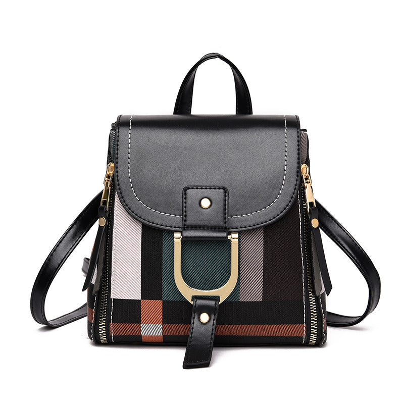 Sarah Express Grid Pattern Women Travel Backpack Black