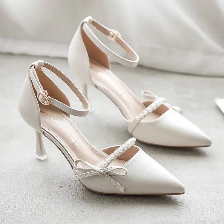 Sarah Express Pointed-Toe Stiletto Pumps with Pearl Strap