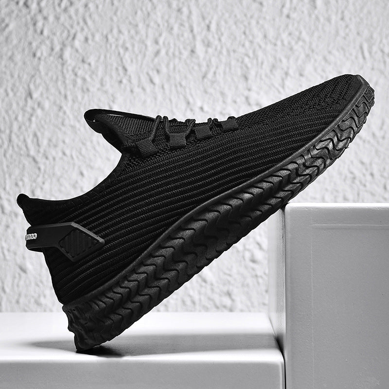 Sarah Express Men's Casual Flying Weave Flat Shoes Black