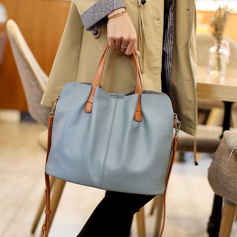 Sarah Express Structured Leather Tote Shoulder Bag