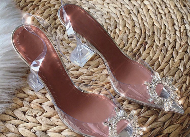 Sarah Express Transparent Embellished Pointed Toe Heels