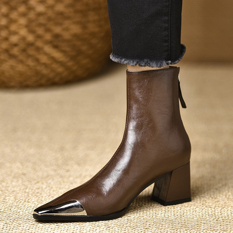 Sarah Express Pointed-Toe Chunky-Heel Ankle Boots