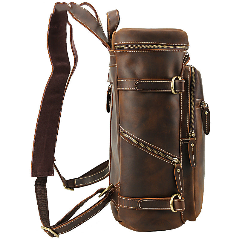Sarah Express Structured Brown Leather Commuter Backpack