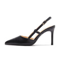Sarah Express Pointed Toe Stiletto Ankle Strap Heels Black 6cm