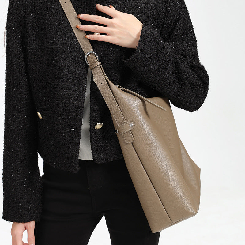 Sarah Express Genuine Leather Bucket Shoulder Bag