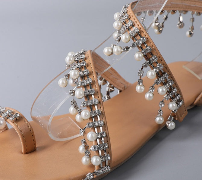 Beaded Pearl Roman Flat Sandals – product detail alternate view 7