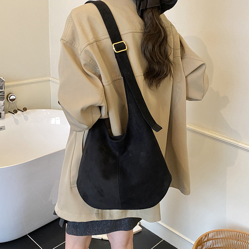 Sarah Express Suede Texture Bucket Shoulder Bag