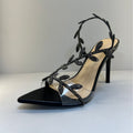 Sarah Express Pointed Toe Stiletto Heels with Leaf Detail Black 9cm