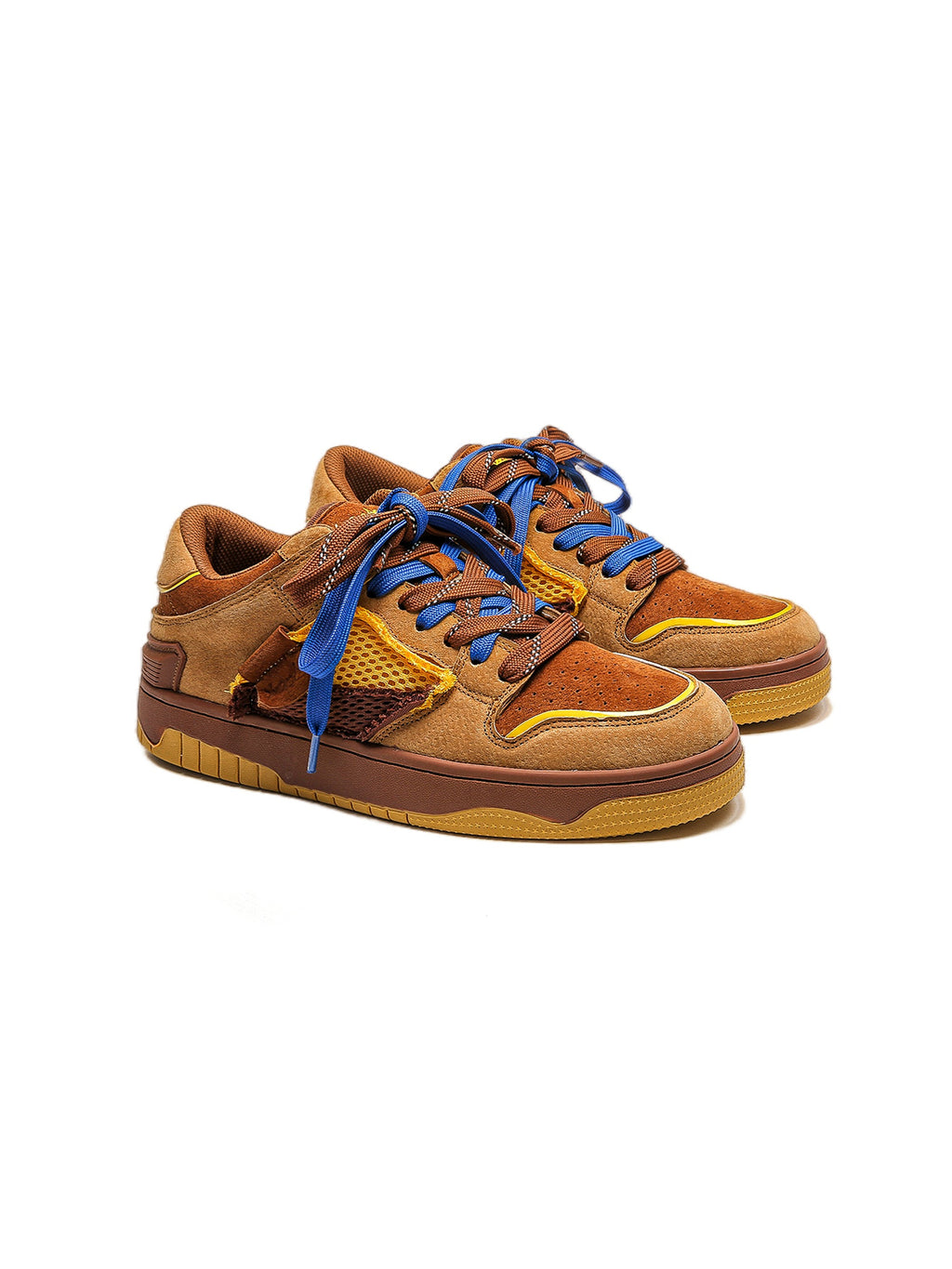 Sarah Express Men's Color Block Niche Bread Sneakers Brown